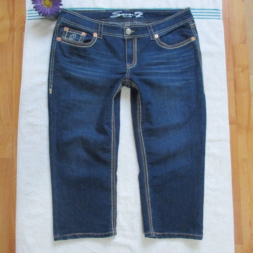 SEVEN7 Jeans Size 18 Dark Blue Mid Rise Capri Denim